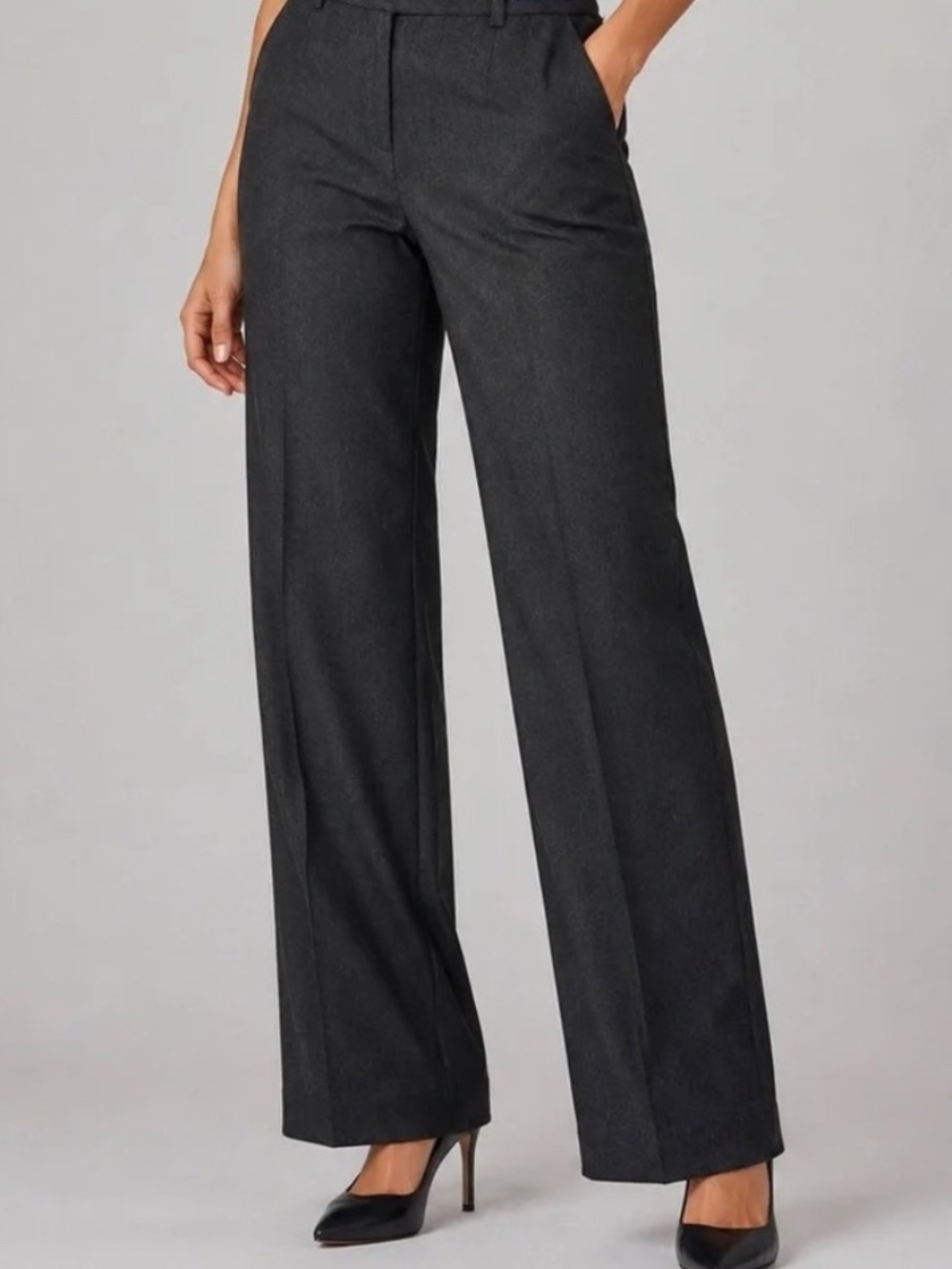 Pendleton Black Pant 100% Wool Flat Front Elastic Back Size 8P Back to School